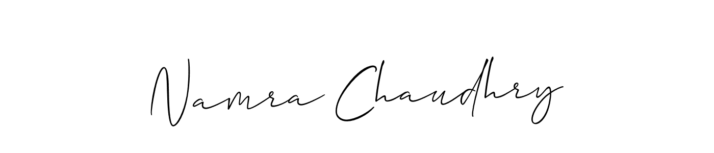 How to make Namra Chaudhry name signature. Use Allison_Script style for creating short signs online. This is the latest handwritten sign. Namra Chaudhry signature style 2 images and pictures png