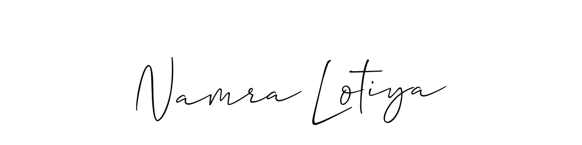 Design your own signature with our free online signature maker. With this signature software, you can create a handwritten (Allison_Script) signature for name Namra Lotiya. Namra Lotiya signature style 2 images and pictures png