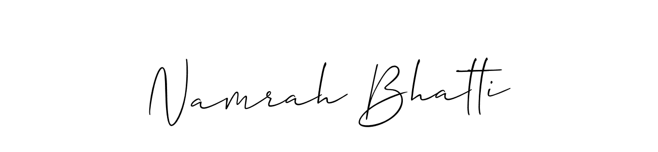 How to make Namrah Bhatti name signature. Use Allison_Script style for creating short signs online. This is the latest handwritten sign. Namrah Bhatti signature style 2 images and pictures png