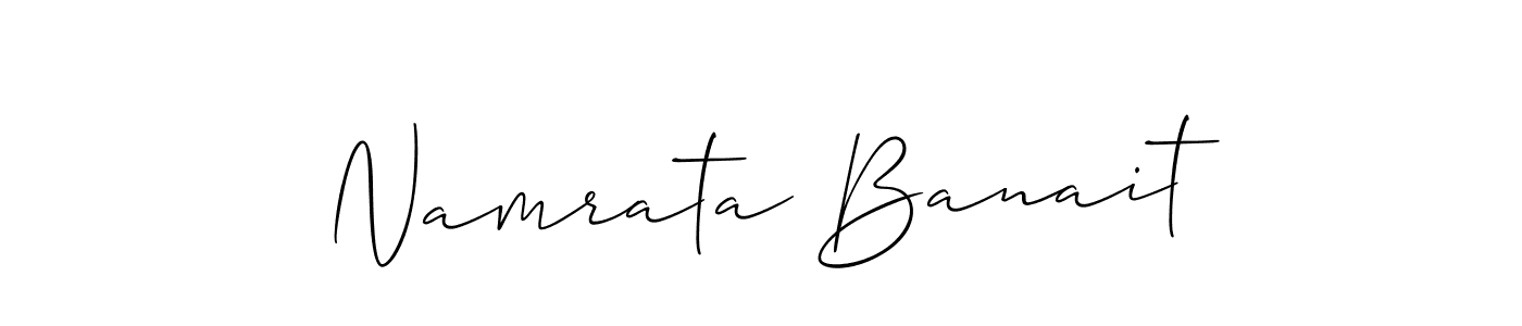 Allison_Script is a professional signature style that is perfect for those who want to add a touch of class to their signature. It is also a great choice for those who want to make their signature more unique. Get Namrata Banait name to fancy signature for free. Namrata Banait signature style 2 images and pictures png