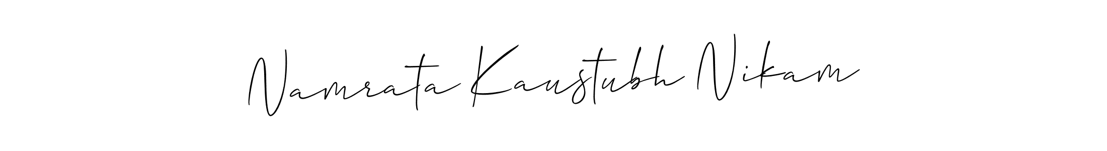 This is the best signature style for the Namrata Kaustubh Nikam name. Also you like these signature font (Allison_Script). Mix name signature. Namrata Kaustubh Nikam signature style 2 images and pictures png