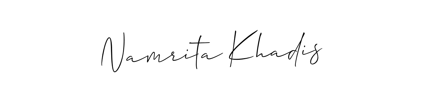 Also we have Namrita Khadis name is the best signature style. Create professional handwritten signature collection using Allison_Script autograph style. Namrita Khadis signature style 2 images and pictures png