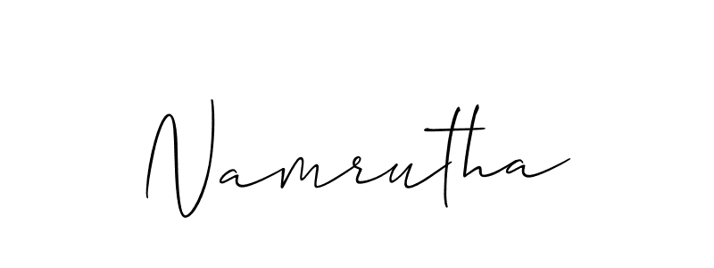 Design your own signature with our free online signature maker. With this signature software, you can create a handwritten (Allison_Script) signature for name Namrutha. Namrutha signature style 2 images and pictures png