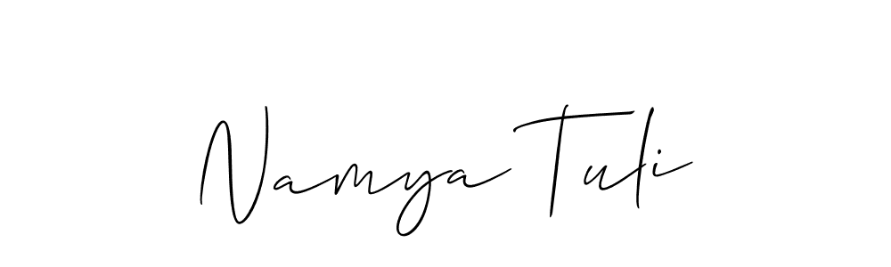 Similarly Allison_Script is the best handwritten signature design. Signature creator online .You can use it as an online autograph creator for name Namya Tuli. Namya Tuli signature style 2 images and pictures png