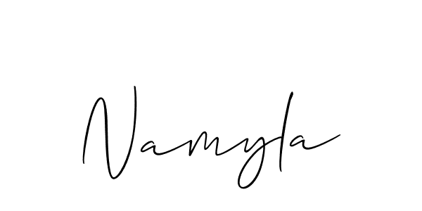 Design your own signature with our free online signature maker. With this signature software, you can create a handwritten (Allison_Script) signature for name Namyla. Namyla signature style 2 images and pictures png