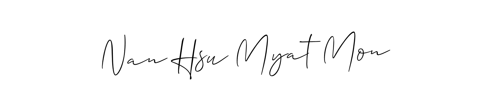 How to make Nan Hsu Myat Mon name signature. Use Allison_Script style for creating short signs online. This is the latest handwritten sign. Nan Hsu Myat Mon signature style 2 images and pictures png