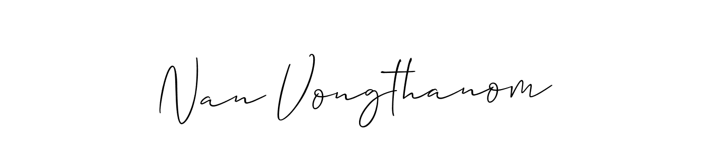 This is the best signature style for the Nan Vongthanom name. Also you like these signature font (Allison_Script). Mix name signature. Nan Vongthanom signature style 2 images and pictures png