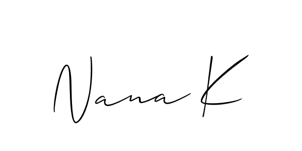 Make a beautiful signature design for name Nana K. With this signature (Allison_Script) style, you can create a handwritten signature for free. Nana K signature style 2 images and pictures png