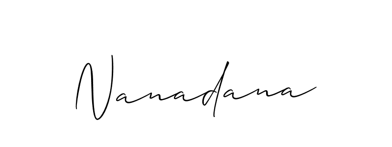 Allison_Script is a professional signature style that is perfect for those who want to add a touch of class to their signature. It is also a great choice for those who want to make their signature more unique. Get Nanadana name to fancy signature for free. Nanadana signature style 2 images and pictures png