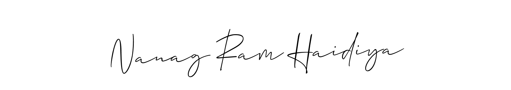 Make a beautiful signature design for name Nanag Ram Haidiya. With this signature (Allison_Script) style, you can create a handwritten signature for free. Nanag Ram Haidiya signature style 2 images and pictures png