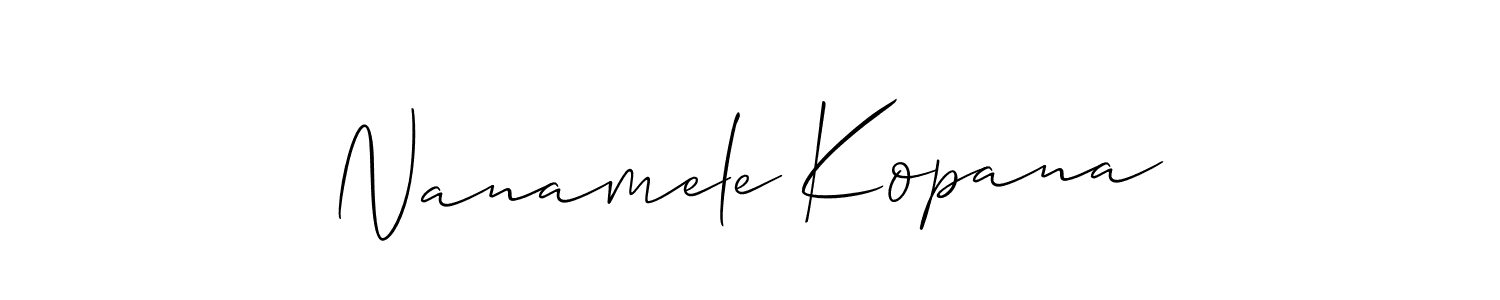 How to make Nanamele Kopana name signature. Use Allison_Script style for creating short signs online. This is the latest handwritten sign. Nanamele Kopana signature style 2 images and pictures png