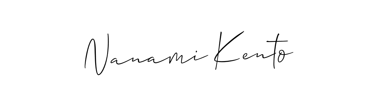 Make a beautiful signature design for name Nanami Kento. With this signature (Allison_Script) style, you can create a handwritten signature for free. Nanami Kento signature style 2 images and pictures png