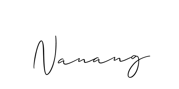 Similarly Allison_Script is the best handwritten signature design. Signature creator online .You can use it as an online autograph creator for name Nanang. Nanang signature style 2 images and pictures png