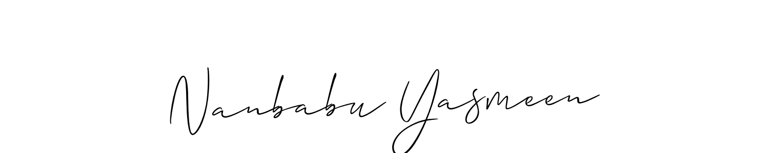 Use a signature maker to create a handwritten signature online. With this signature software, you can design (Allison_Script) your own signature for name Nanbabu Yasmeen. Nanbabu Yasmeen signature style 2 images and pictures png