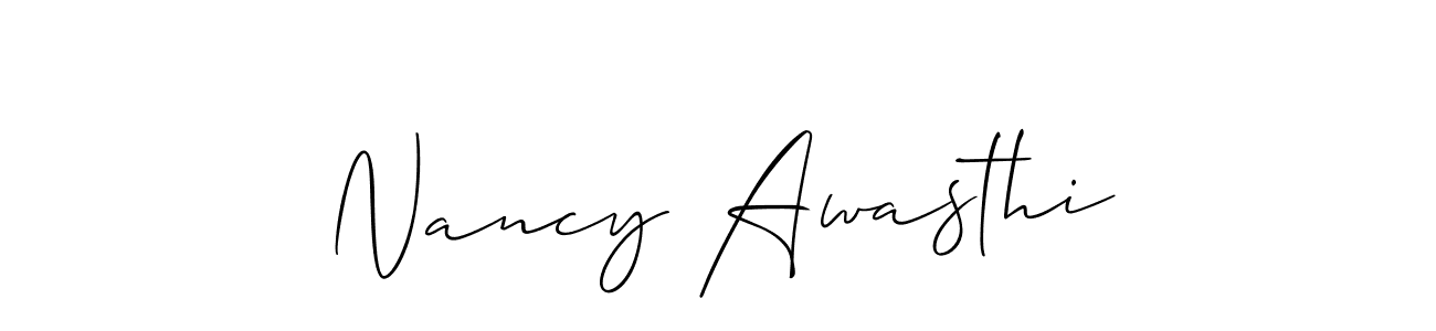 Make a beautiful signature design for name Nancy Awasthi. With this signature (Allison_Script) style, you can create a handwritten signature for free. Nancy Awasthi signature style 2 images and pictures png