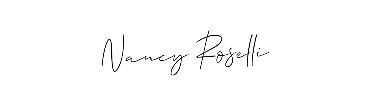 It looks lik you need a new signature style for name Nancy Roselli. Design unique handwritten (Allison_Script) signature with our free signature maker in just a few clicks. Nancy Roselli signature style 2 images and pictures png