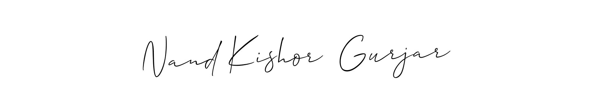 if you are searching for the best signature style for your name Nand Kishor  Gurjar. so please give up your signature search. here we have designed multiple signature styles  using Allison_Script. Nand Kishor  Gurjar signature style 2 images and pictures png