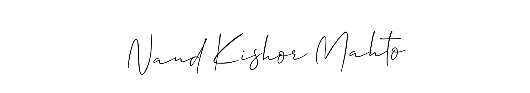Use a signature maker to create a handwritten signature online. With this signature software, you can design (Allison_Script) your own signature for name Nand Kishor Mahto. Nand Kishor Mahto signature style 2 images and pictures png