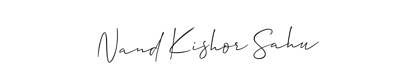 if you are searching for the best signature style for your name Nand Kishor Sahu. so please give up your signature search. here we have designed multiple signature styles  using Allison_Script. Nand Kishor Sahu signature style 2 images and pictures png