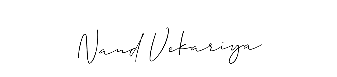 if you are searching for the best signature style for your name Nand Vekariya. so please give up your signature search. here we have designed multiple signature styles  using Allison_Script. Nand Vekariya signature style 2 images and pictures png
