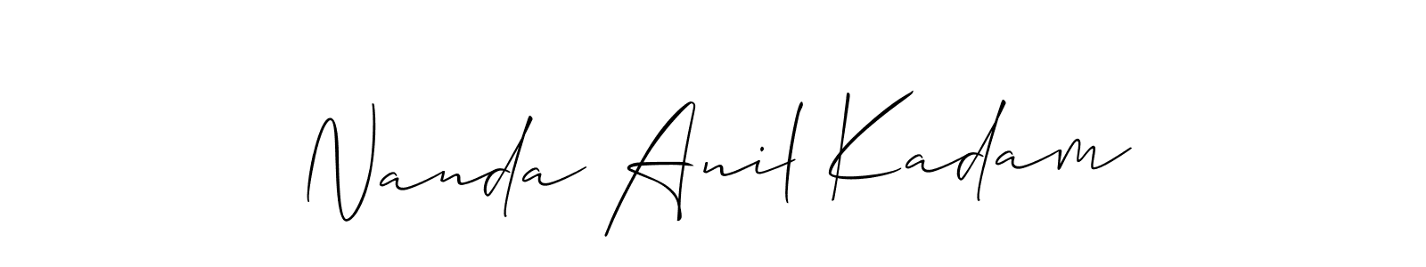 Also You can easily find your signature by using the search form. We will create Nanda Anil Kadam name handwritten signature images for you free of cost using Allison_Script sign style. Nanda Anil Kadam signature style 2 images and pictures png