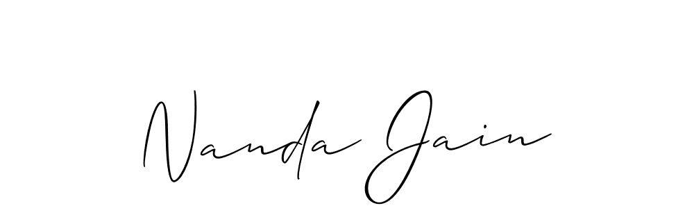 Make a beautiful signature design for name Nanda Jain. With this signature (Allison_Script) style, you can create a handwritten signature for free. Nanda Jain signature style 2 images and pictures png