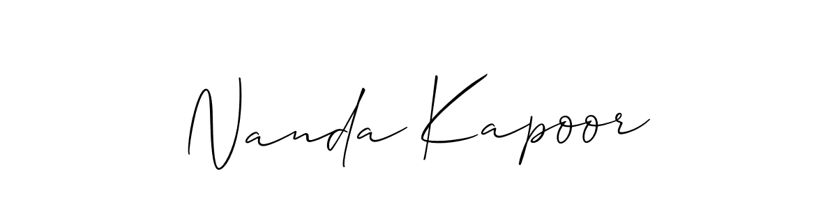 The best way (Allison_Script) to make a short signature is to pick only two or three words in your name. The name Nanda Kapoor include a total of six letters. For converting this name. Nanda Kapoor signature style 2 images and pictures png