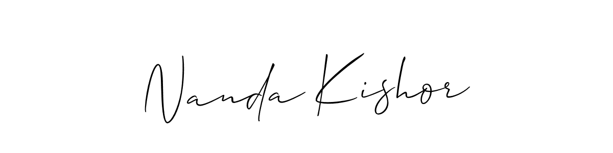 Also You can easily find your signature by using the search form. We will create Nanda Kishor name handwritten signature images for you free of cost using Allison_Script sign style. Nanda Kishor signature style 2 images and pictures png