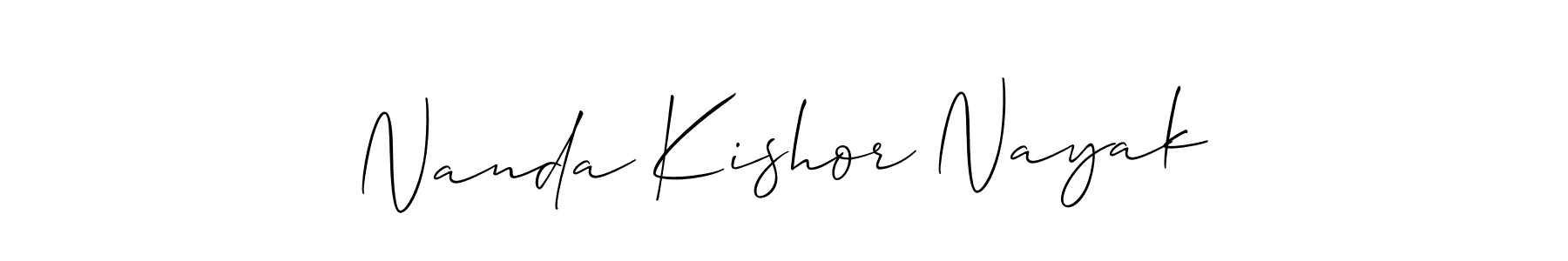 Design your own signature with our free online signature maker. With this signature software, you can create a handwritten (Allison_Script) signature for name Nanda Kishor Nayak. Nanda Kishor Nayak signature style 2 images and pictures png