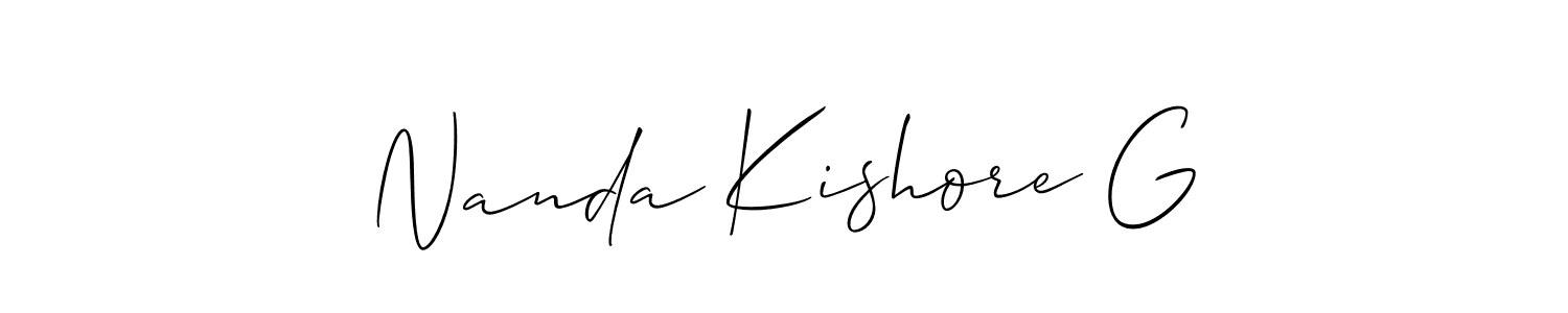 Make a short Nanda Kishore G signature style. Manage your documents anywhere anytime using Allison_Script. Create and add eSignatures, submit forms, share and send files easily. Nanda Kishore G signature style 2 images and pictures png