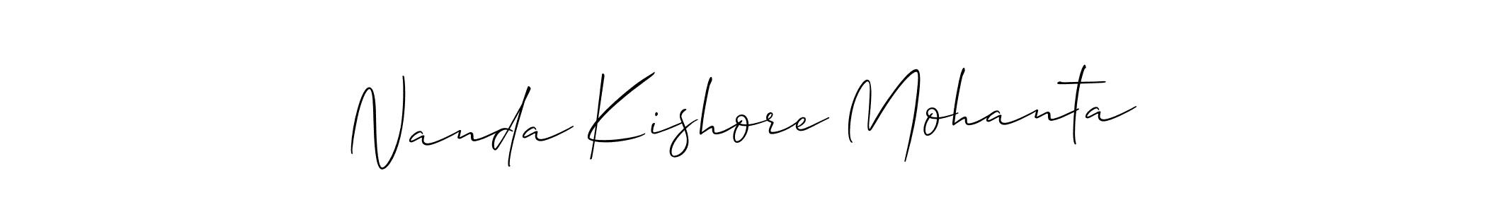 The best way (Allison_Script) to make a short signature is to pick only two or three words in your name. The name Nanda Kishore Mohanta include a total of six letters. For converting this name. Nanda Kishore Mohanta signature style 2 images and pictures png