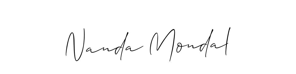 Similarly Allison_Script is the best handwritten signature design. Signature creator online .You can use it as an online autograph creator for name Nanda Mondal. Nanda Mondal signature style 2 images and pictures png