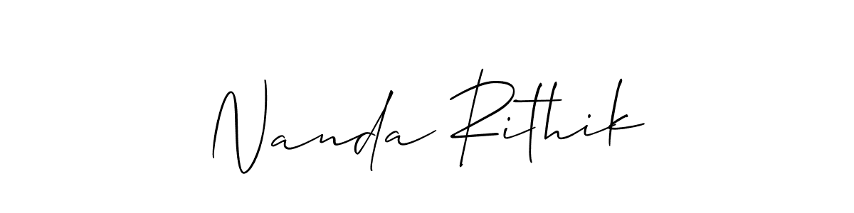 Also You can easily find your signature by using the search form. We will create Nanda Rithik name handwritten signature images for you free of cost using Allison_Script sign style. Nanda Rithik signature style 2 images and pictures png