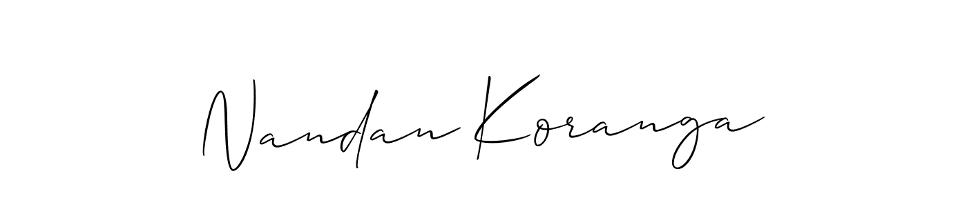 The best way (Allison_Script) to make a short signature is to pick only two or three words in your name. The name Nandan Koranga include a total of six letters. For converting this name. Nandan Koranga signature style 2 images and pictures png