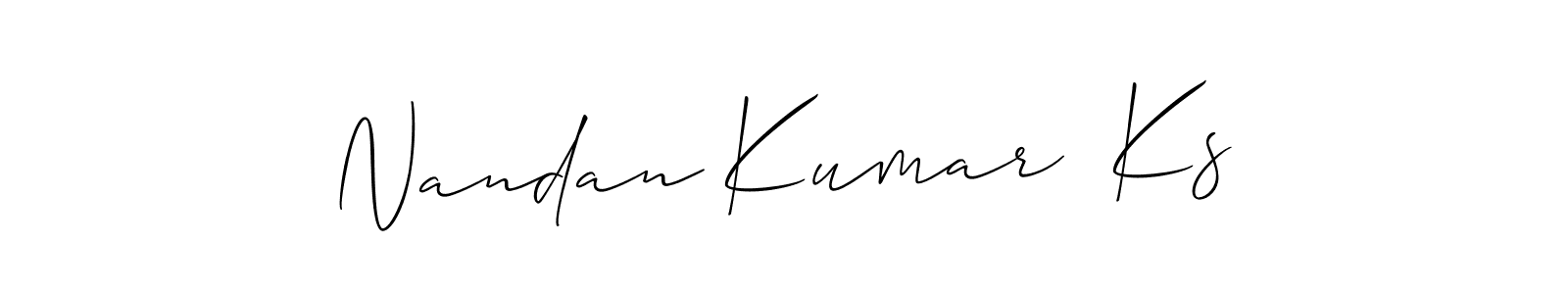 Also You can easily find your signature by using the search form. We will create Nandan Kumar  Ks name handwritten signature images for you free of cost using Allison_Script sign style. Nandan Kumar  Ks signature style 2 images and pictures png