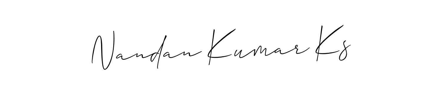 Make a short Nandan Kumar Ks signature style. Manage your documents anywhere anytime using Allison_Script. Create and add eSignatures, submit forms, share and send files easily. Nandan Kumar Ks signature style 2 images and pictures png