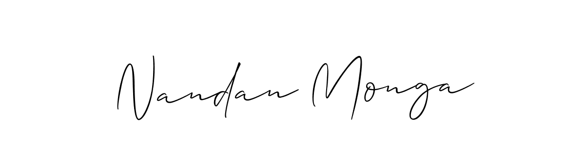 It looks lik you need a new signature style for name Nandan Monga. Design unique handwritten (Allison_Script) signature with our free signature maker in just a few clicks. Nandan Monga signature style 2 images and pictures png