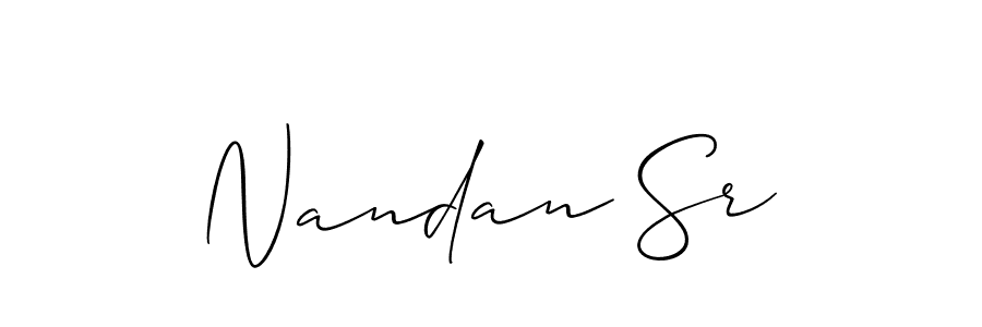 It looks lik you need a new signature style for name Nandan Sr. Design unique handwritten (Allison_Script) signature with our free signature maker in just a few clicks. Nandan Sr signature style 2 images and pictures png