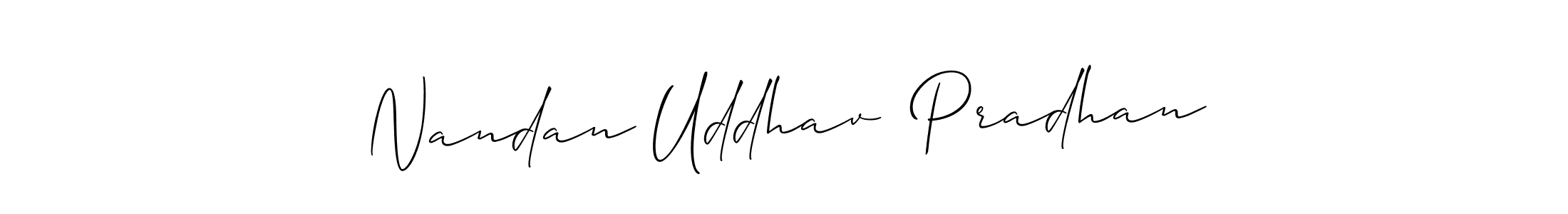 This is the best signature style for the Nandan Uddhav  Pradhan name. Also you like these signature font (Allison_Script). Mix name signature. Nandan Uddhav  Pradhan signature style 2 images and pictures png