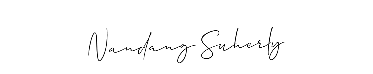 Similarly Allison_Script is the best handwritten signature design. Signature creator online .You can use it as an online autograph creator for name Nandang Suherly. Nandang Suherly signature style 2 images and pictures png