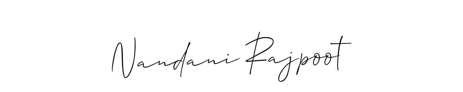 The best way (Allison_Script) to make a short signature is to pick only two or three words in your name. The name Nandani Rajpoot include a total of six letters. For converting this name. Nandani Rajpoot signature style 2 images and pictures png