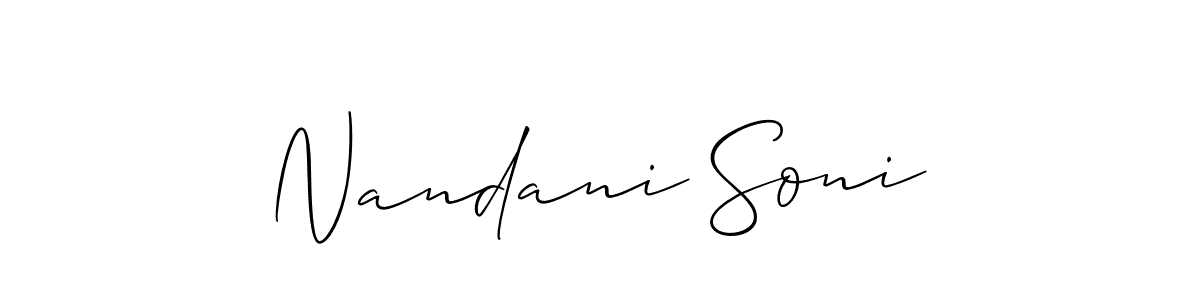 Similarly Allison_Script is the best handwritten signature design. Signature creator online .You can use it as an online autograph creator for name Nandani Soni. Nandani Soni signature style 2 images and pictures png