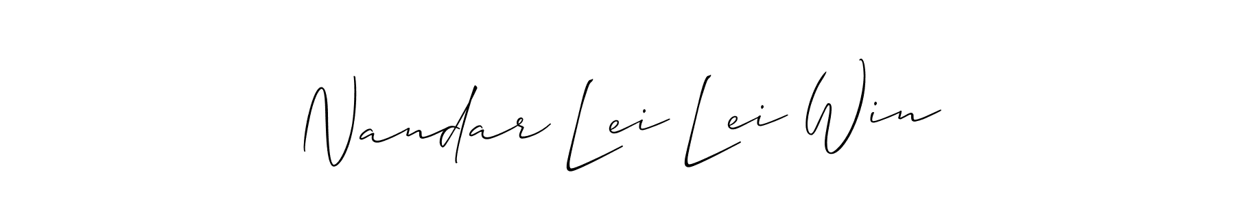 Use a signature maker to create a handwritten signature online. With this signature software, you can design (Allison_Script) your own signature for name Nandar Lei Lei Win. Nandar Lei Lei Win signature style 2 images and pictures png