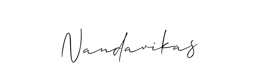 Also You can easily find your signature by using the search form. We will create Nandavikas name handwritten signature images for you free of cost using Allison_Script sign style. Nandavikas signature style 2 images and pictures png