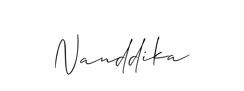 It looks lik you need a new signature style for name Nanddika. Design unique handwritten (Allison_Script) signature with our free signature maker in just a few clicks. Nanddika signature style 2 images and pictures png