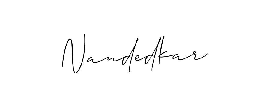 Allison_Script is a professional signature style that is perfect for those who want to add a touch of class to their signature. It is also a great choice for those who want to make their signature more unique. Get Nandedkar name to fancy signature for free. Nandedkar signature style 2 images and pictures png