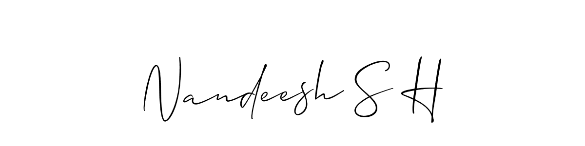if you are searching for the best signature style for your name Nandeesh S H. so please give up your signature search. here we have designed multiple signature styles  using Allison_Script. Nandeesh S H signature style 2 images and pictures png