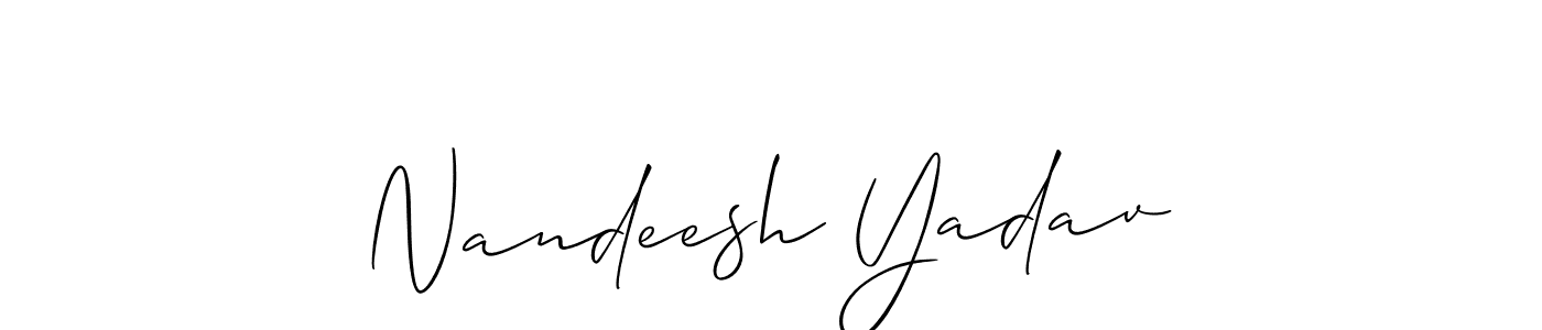 Make a short Nandeesh Yadav signature style. Manage your documents anywhere anytime using Allison_Script. Create and add eSignatures, submit forms, share and send files easily. Nandeesh Yadav signature style 2 images and pictures png