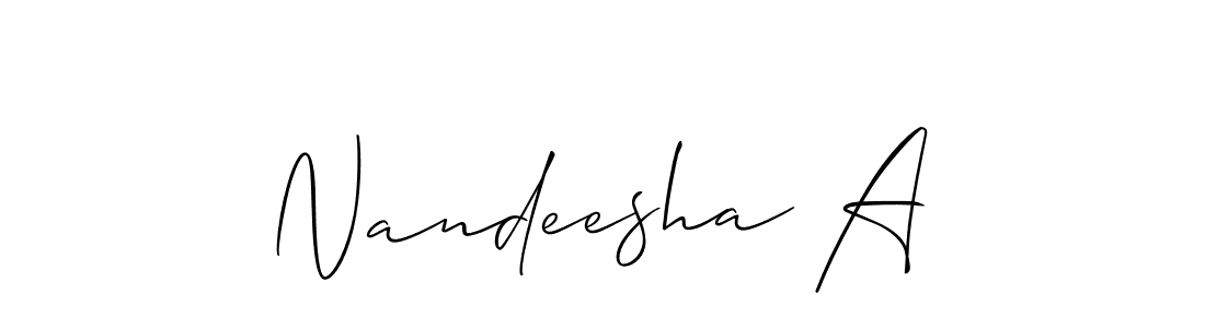 You can use this online signature creator to create a handwritten signature for the name Nandeesha A. This is the best online autograph maker. Nandeesha A signature style 2 images and pictures png