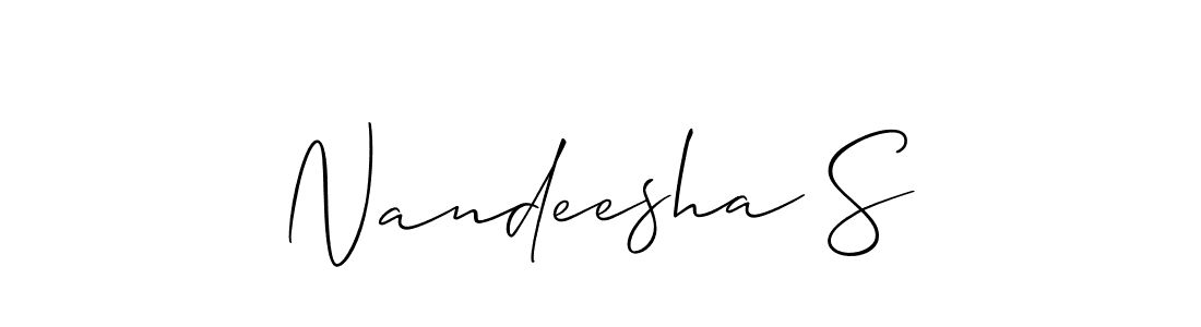 You can use this online signature creator to create a handwritten signature for the name Nandeesha S. This is the best online autograph maker. Nandeesha S signature style 2 images and pictures png